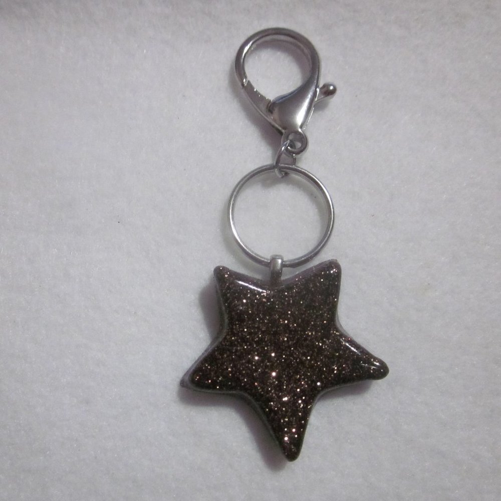 Brown Shimmer Star Keychain / Purse Charm / Handbag Jewelry